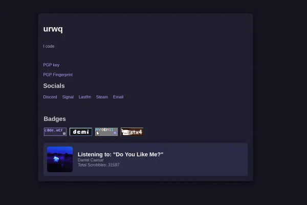 Screenshot of the site
